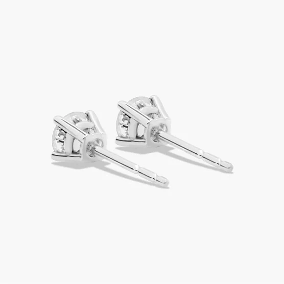 14K White Gold Lab Diamond Stud Earrings - Picture 7 of 8